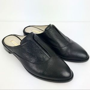 Louise et Cie Pebbled Leather Mules Black Slides